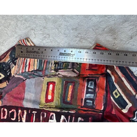 Tesoro Moda Womens Don't Panic Abstract Print Dress Medium 3/4 Sleeve Boho Multi - Picture 8 of 8